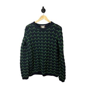 Vintage Paul & Joe Sister Crewneck Chunky Woven Bambin Sweater Green/Navy 0 (XS)